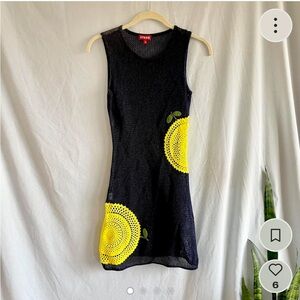 STAUD Navy Dress with Lemon Detail